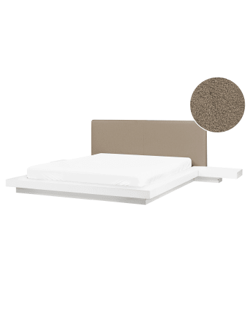 Beliani Doppelbett ZEN in Weiß/Beige - (W) 308 x (H) 86 x (L) 229 cm