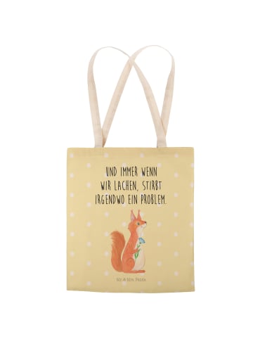 Mr. & Mrs. Panda Tote Bag Eichhörnchen Blume mit Spruch in Gelb Pastell