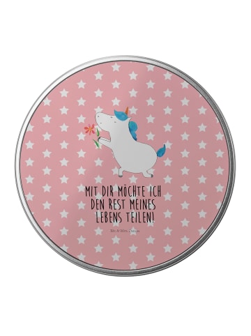 Mr. & Mrs. Panda Aufbewahrungsbox Einhorn Blume mit Spruch in Rot Pastell
