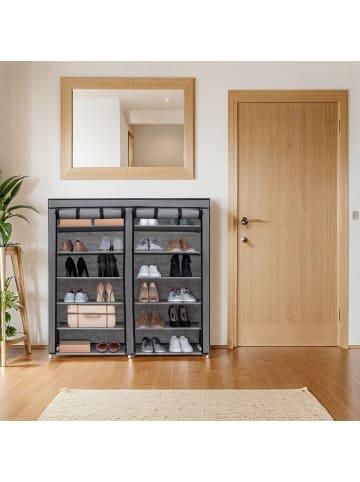Intirilife Faltschrank Stoffschrank Kleiderschrank Schuhregal 116,5x30x114 in Asch Grau