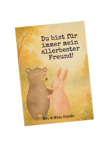 Mr. & Mrs. Panda Postkarte Bär und Hase Umarmen Design mit Spruch in Weiß