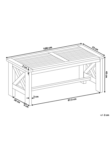 Beliani Esstisch BALTIC in Weiß - (W) 100 x (H) 45 x (L) 55 cm
