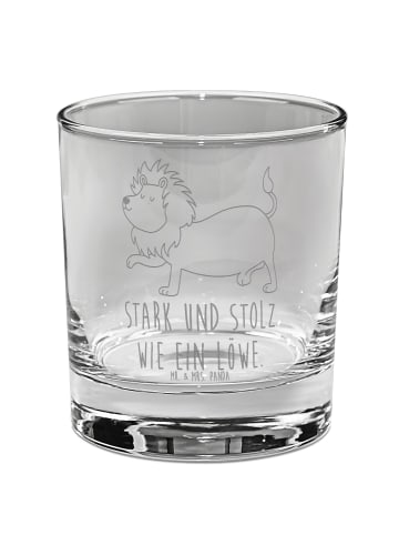 Mr. & Mrs. Panda Whiskey Glas Sternzeichen Löwe mit Spruch in Transparent