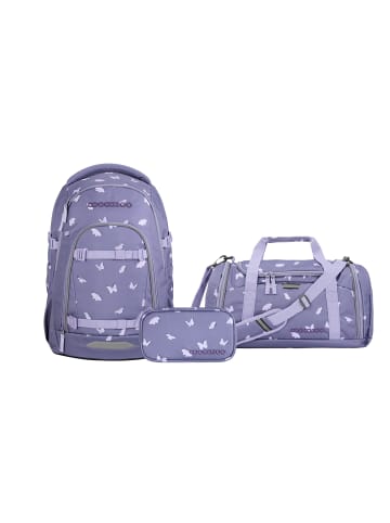 Coocazoo Schulrucksack-Set MATE "Reflective Wings" 3-tlg. in Lila