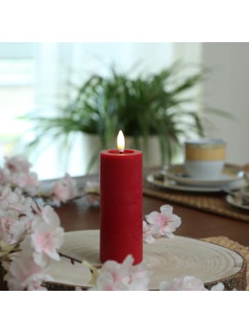 Adilina LED Kerze LINA Echtwachs Rustik-Optik 5x12,5cm in rot