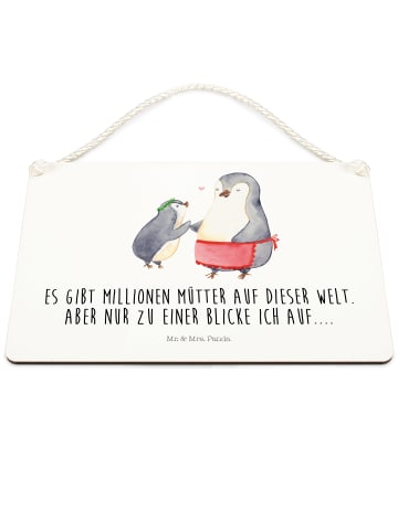 Mr. & Mrs. Panda Deko Schild Pinguin mit Kind mit Spruch in Weiß