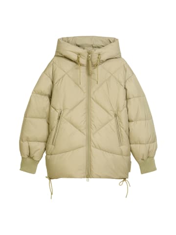 Lange Kapuzen-Steppjacke relaxed in Artichoke Leaf