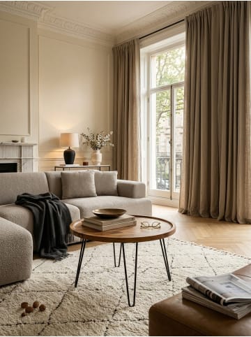 KADIMA DESIGN Couchtisch | Sheesham, Haarnadel-Design, Retro, Rund