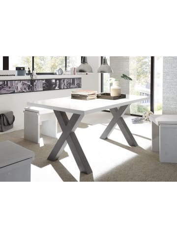 58 aufm Kessel ESSTISCH ausziehbar Eike 3 140 x 90 x 75 Esszimmertisch Graphit/Weiß Matt Lack