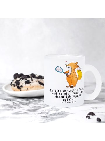 Mr. & Mrs. Panda Teetasse Fuchs Squash spielen mit Spruch in Transparent