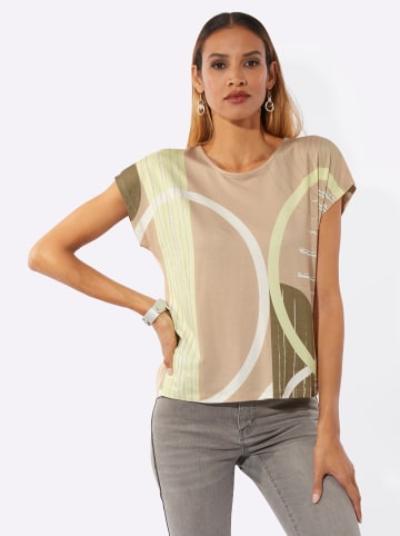 creation L Rundhalsshirt in beige-pistazie-bedruckt