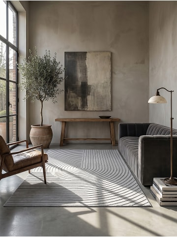 KADIMA DESIGN Kurzflorteppich Geometrisch pflegeleicht Wohnzimmer Schlafzimmer Flur in Grau