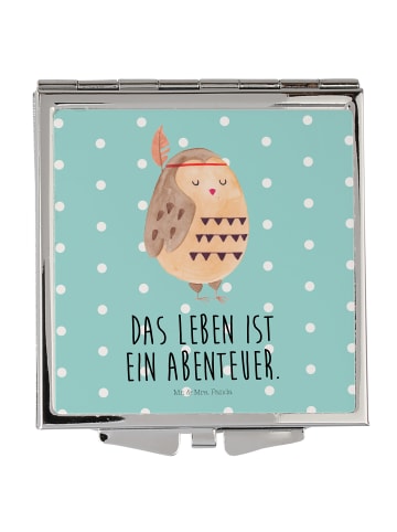 Mr. & Mrs. Panda Klappspiegel Eule Federschmuck mit Spruch in Türkis Pastell