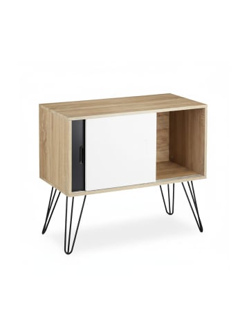 relaxdays Sideboard Retro in Schwar-Weiß - (B)80 x (H)70 x (T)40 cm