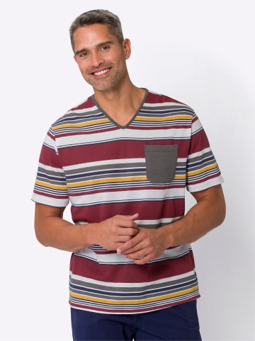 Sieh an! Schlafanzug-Shirt in dunkelrot-weiß-gestreift