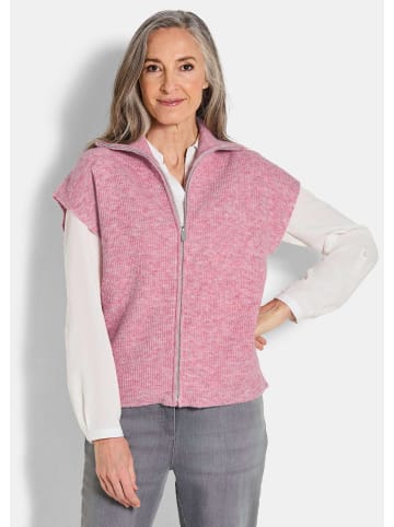 GOLDNER Kurzgröße:  Melierte Weste mit Reißverschluss in rosé
