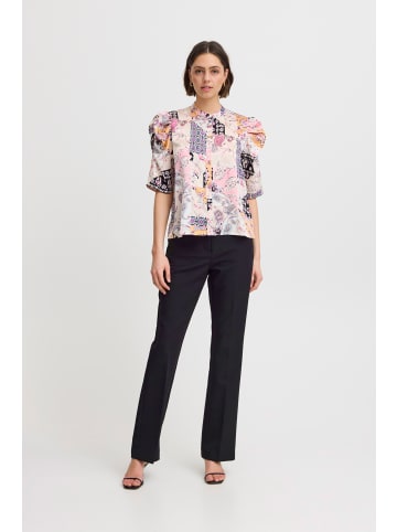 ICHI Bluse kurzarm IXNINA Regular fit in Pink Lady Patch Print
