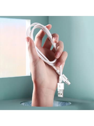 COFI 1453 Joyroom Flüssigsilikon-Datenkabel USB zu USB Type-C 2,4 A 1,2 m Weiß in Weiß