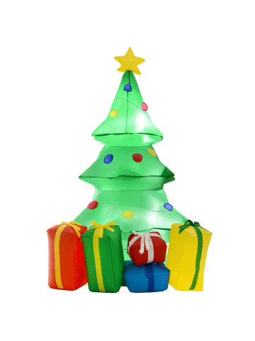 HOMCOM Aufblasbarer Weihnachtsbaum-75L x 65B x 150H cm-Mehrfarbig