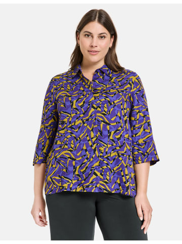 SAMOON Bluse 3/4 Arm in Purple Plum gemustert