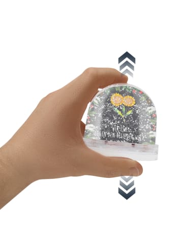 Mr. & Mrs. Panda Schneekugel Blume Sonnenblume mit Spruch in Kreidetafel