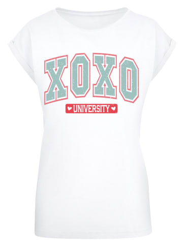 F4NT4STIC Extended Shoulder T-Shirt XOXO University Valentinstag in weiß