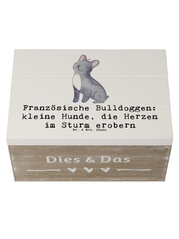 Mr. & Mrs. Panda Truhe Französische Bulldogge mit Spruch in Weiß