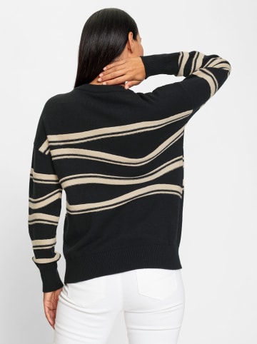 Heine Langarm-Pullover in schwarz-sand-gemustert