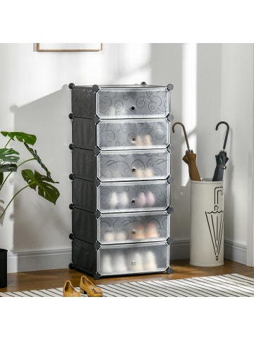 HOMCOM DIY Schuhschrank-49L x 36,5B x108H cm-Schwarz+Weiß