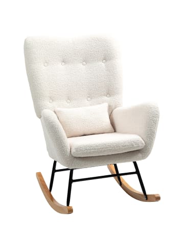 HOMCOM Schaukelstuhl-92L x 69B x 100H cm-Cremeweiß