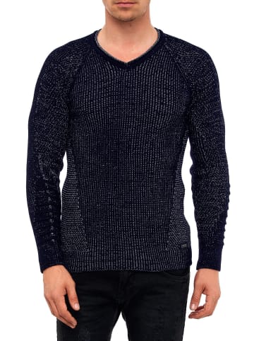 Rusty Neal Grobstrick Slim Fit V-Neck-Pullover in Marine