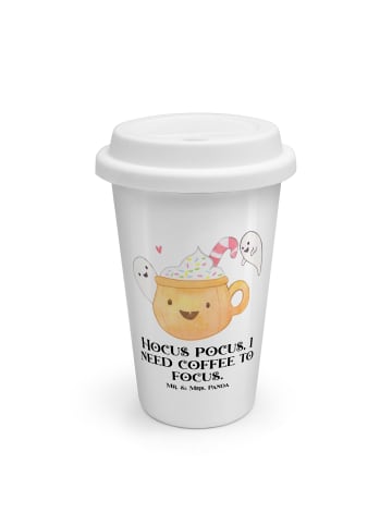 Mr. & Mrs. Panda Kaffeebecher To Go Kaffee Gespenst mit Spruch in Weiß