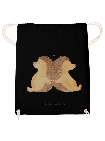Mr. & Mrs. Panda Stoffbeutel Igel händchenhaltend ohne Spruch in Schwarz