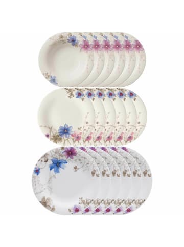Villeroy & Boch 12er Set Teller Set Mariefleur Gris Basic 18 tlg. bunt in bunt