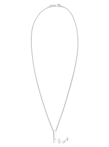 Elli DIAMONDS  Schmuckset 925 Sterling Silber Geo, Rechteck in Silber