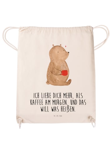 Mr. & Mrs. Panda Turnbeutel Bär Morgenkaffee mit Spruch in Creme