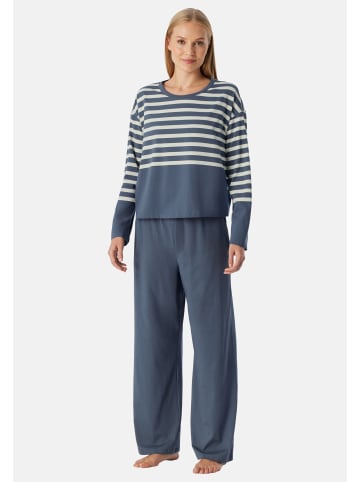 Schiesser Schlafanzug Casual Nightwear in Blaugrau