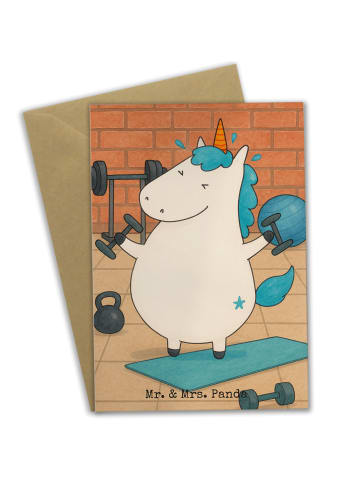 Mr. & Mrs. Panda babykarte Einhorn Fitness Design ohne Spruch in Weiß