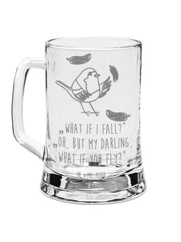 Mr. & Mrs. Panda Bierkrug Rotkehlchen Federn mit Spruch in Transparent