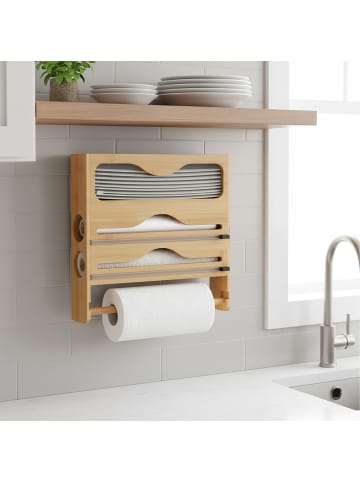 relaxdays Wandrollenhalter in Natur - (B)34,5 x (H)33 x (T)7 cm