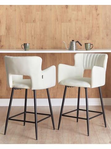 Beliani 2-tlg Barhocker SANILAC in Weiß/Schwarz