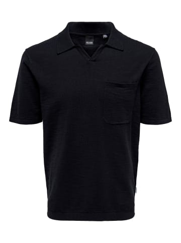 Only&Sons Einfarbiges Polo Hemd aus Baumwolle Kurzarm Shirt ONSACE in Dunkelblau