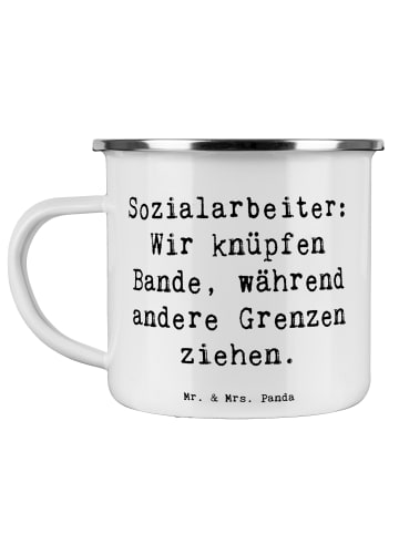 Mr. & Mrs. Panda Emaille Becher Spruch Sozialarbeiterin Einheite kn... in Weiß