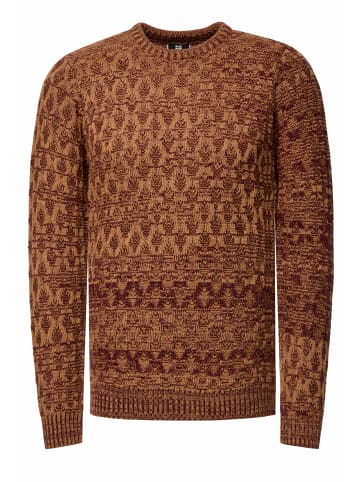 Rusty Neal Used-Look Karomuster Rundhals-Pullover in Camel