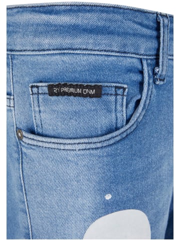 2Y Studios 2Y Studios Herren 2Y Skinny Fit Pocket Cargo Skull Jeans in blue