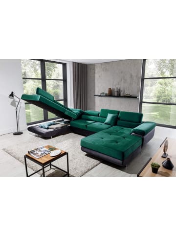 MF Design Rodri Recamiere Links in Flaschengrün -  (L) 202 x (B) 345 x (H) 90 cm