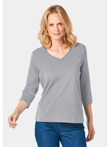GOLDNER Shirt mit V-Ausschnitt in silbergrau