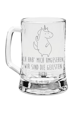 Mr. & Mrs. Panda Gravur Bierkrug Einhorn Mann mit Spruch in Transparent