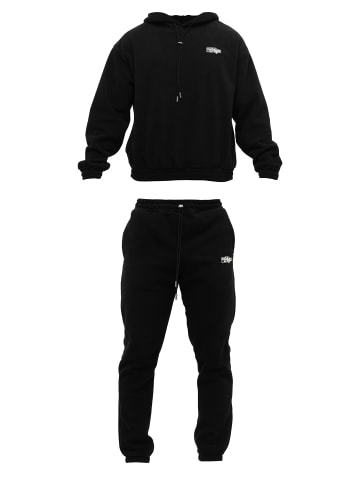 Tom Barron Trainingsanzug Tom Barron Men Casual Oversize Tracksuit With Fleece Fabric Patch Logo in BLACK