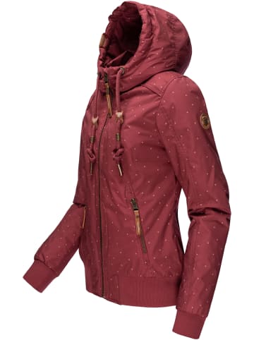 ragwear Winterjacke Druna Print Winter in Wine Red